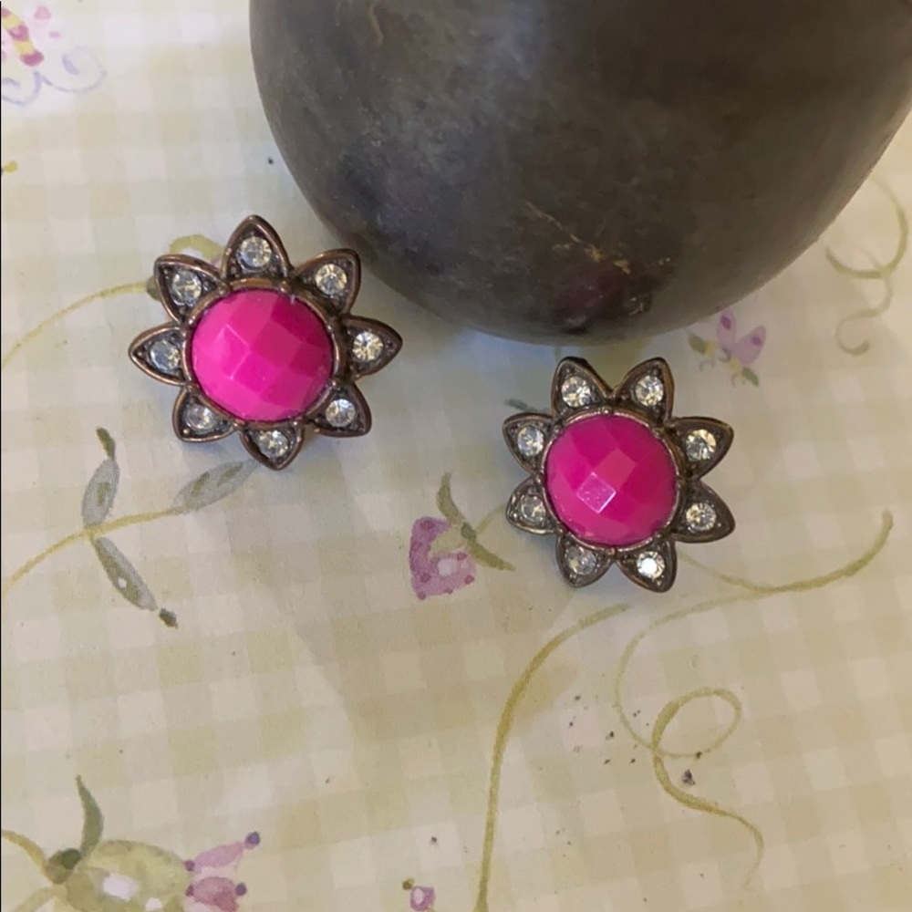 Earrings; Pink; Flower; Stud Earrings